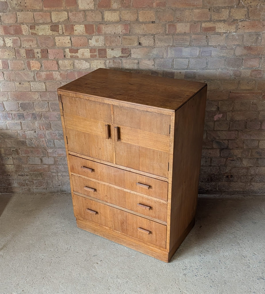 Mid Century Oak Tallboy Vintage Linen Cupboard  / Drawers