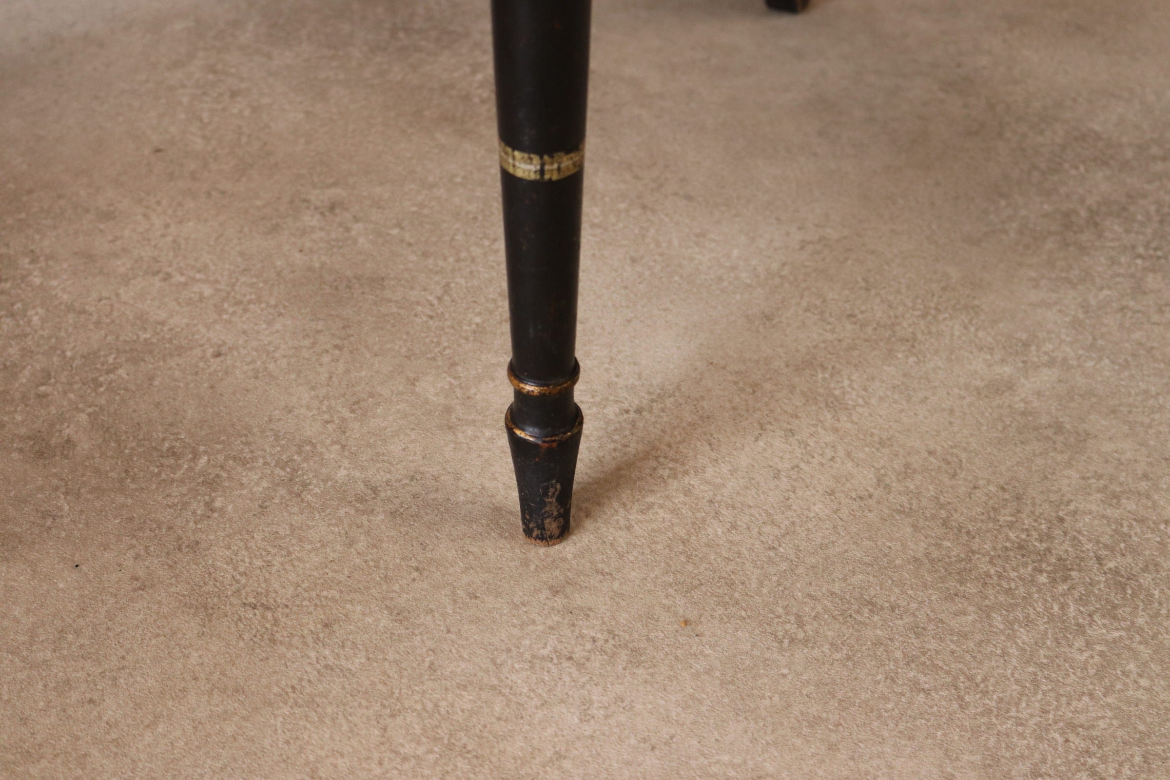 Antique Regency Ebonised parcel-Gilt Painted Elbow Chair Cane Seat Armchair