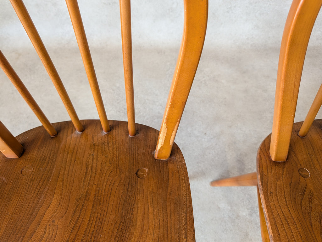 Set Of 4 Mid Century Ercol Hoop Back Dining Chairs -  Blue Label