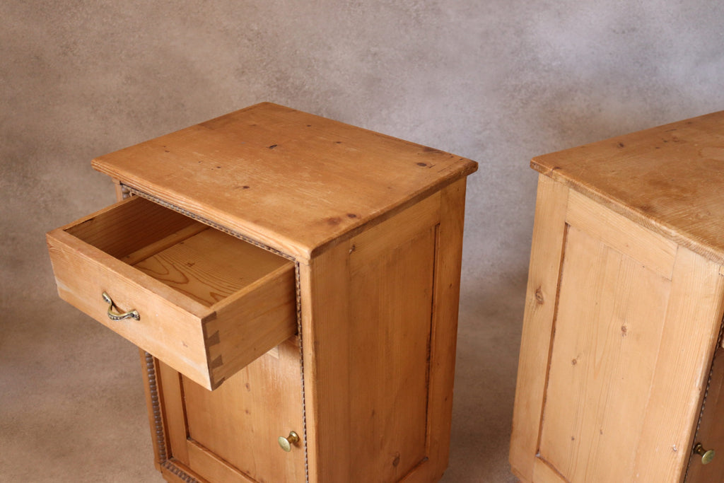 Pair of Vintage Country Pine Bedside Cabinets /Cupboards Farmhouse Nightstands