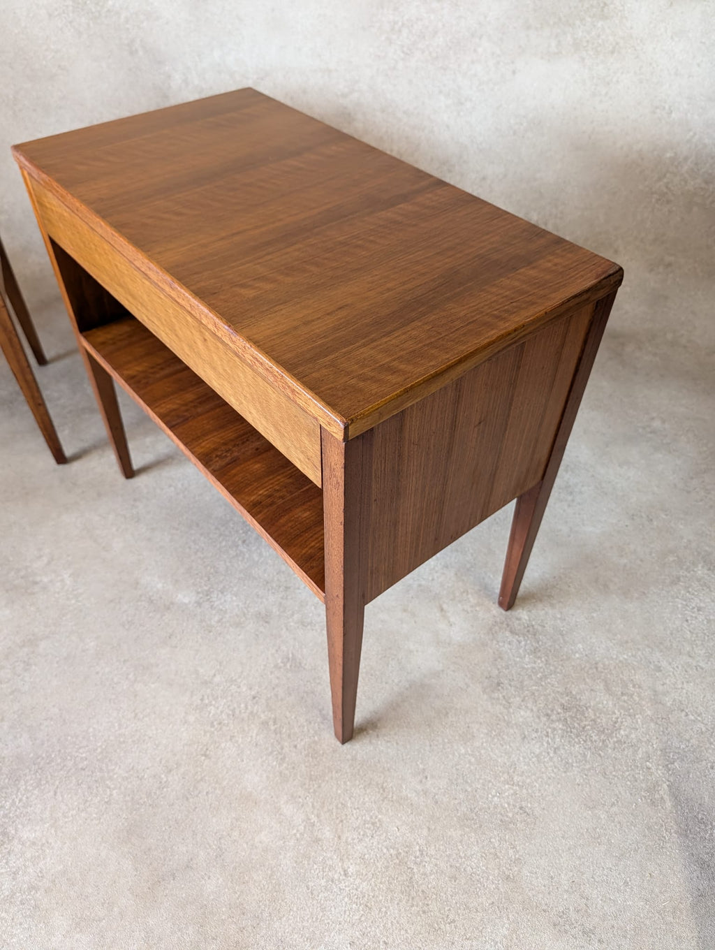 Pair Of Mid Century Alfred Cox Walnut Bedside Tables 1960s