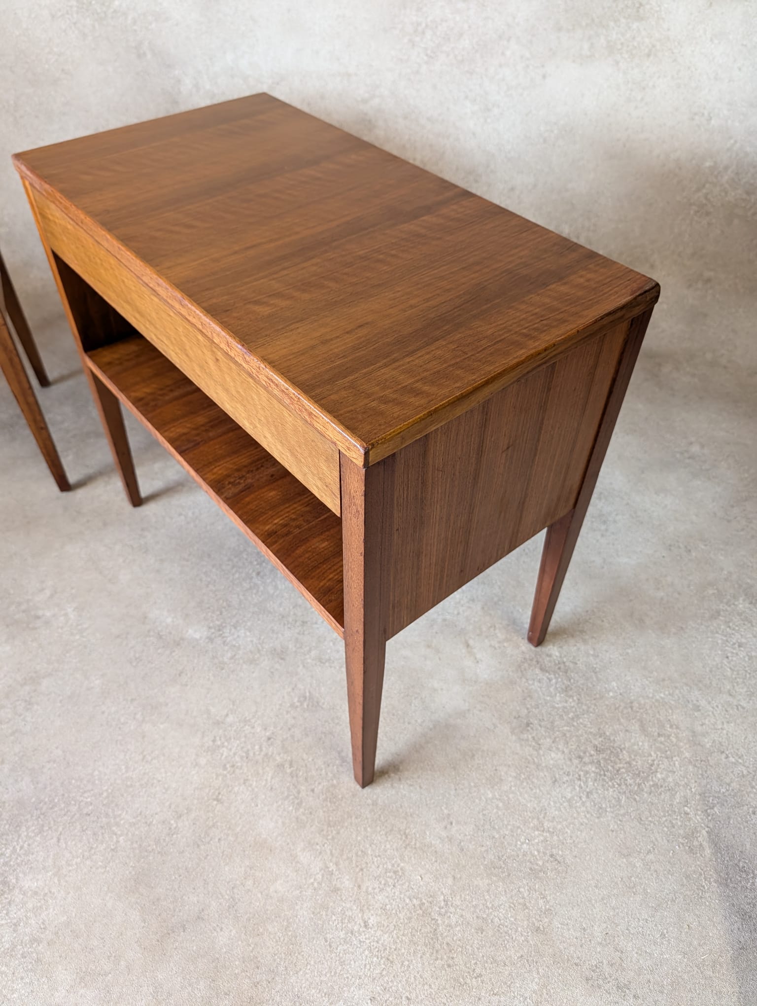 Pair Of Mid Century Alfred Cox Walnut Bedside Tables 1960s