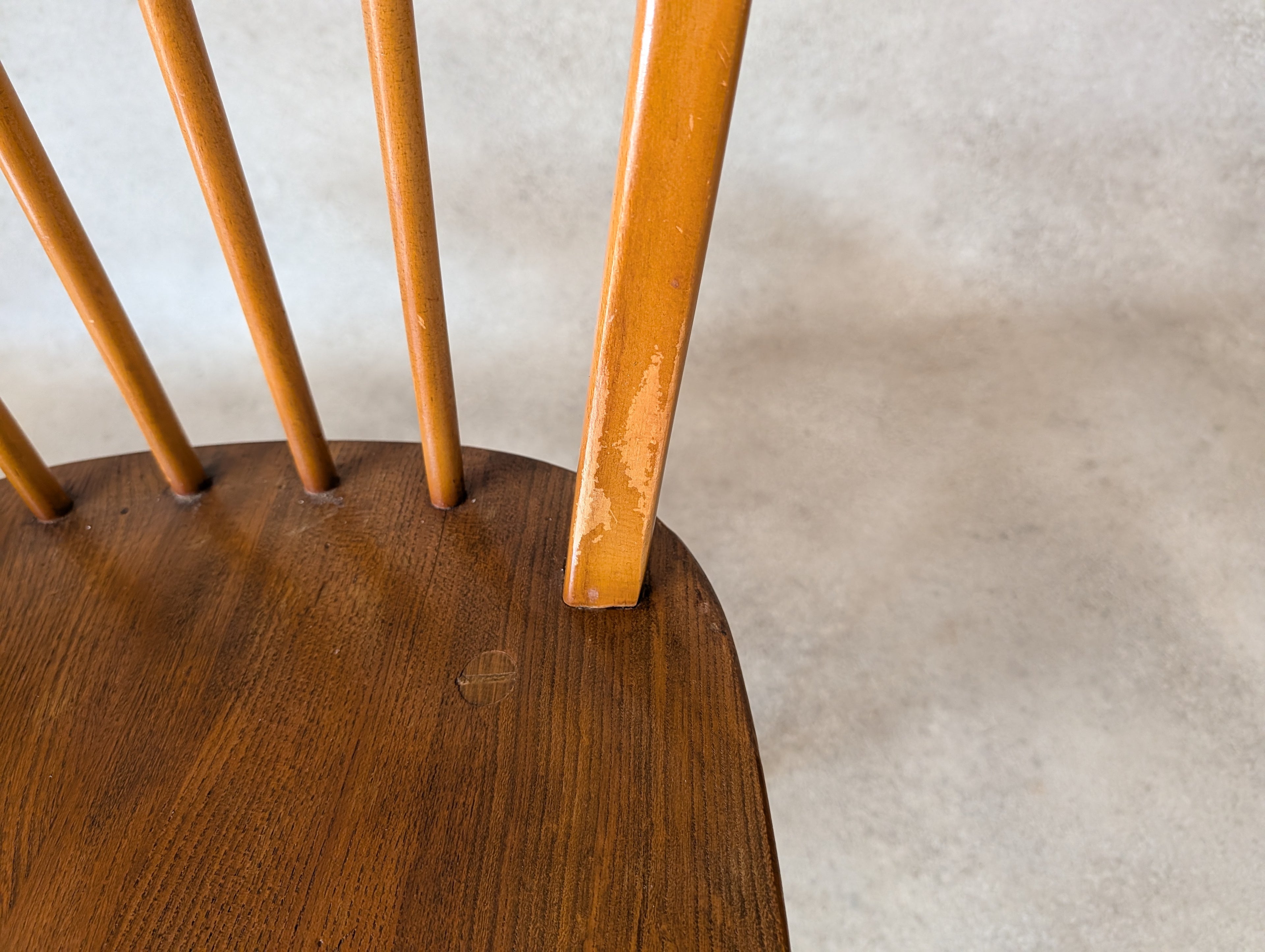 Set Of 4 Mid Century Ercol Hoop Back Dining Chairs -  Blue Label