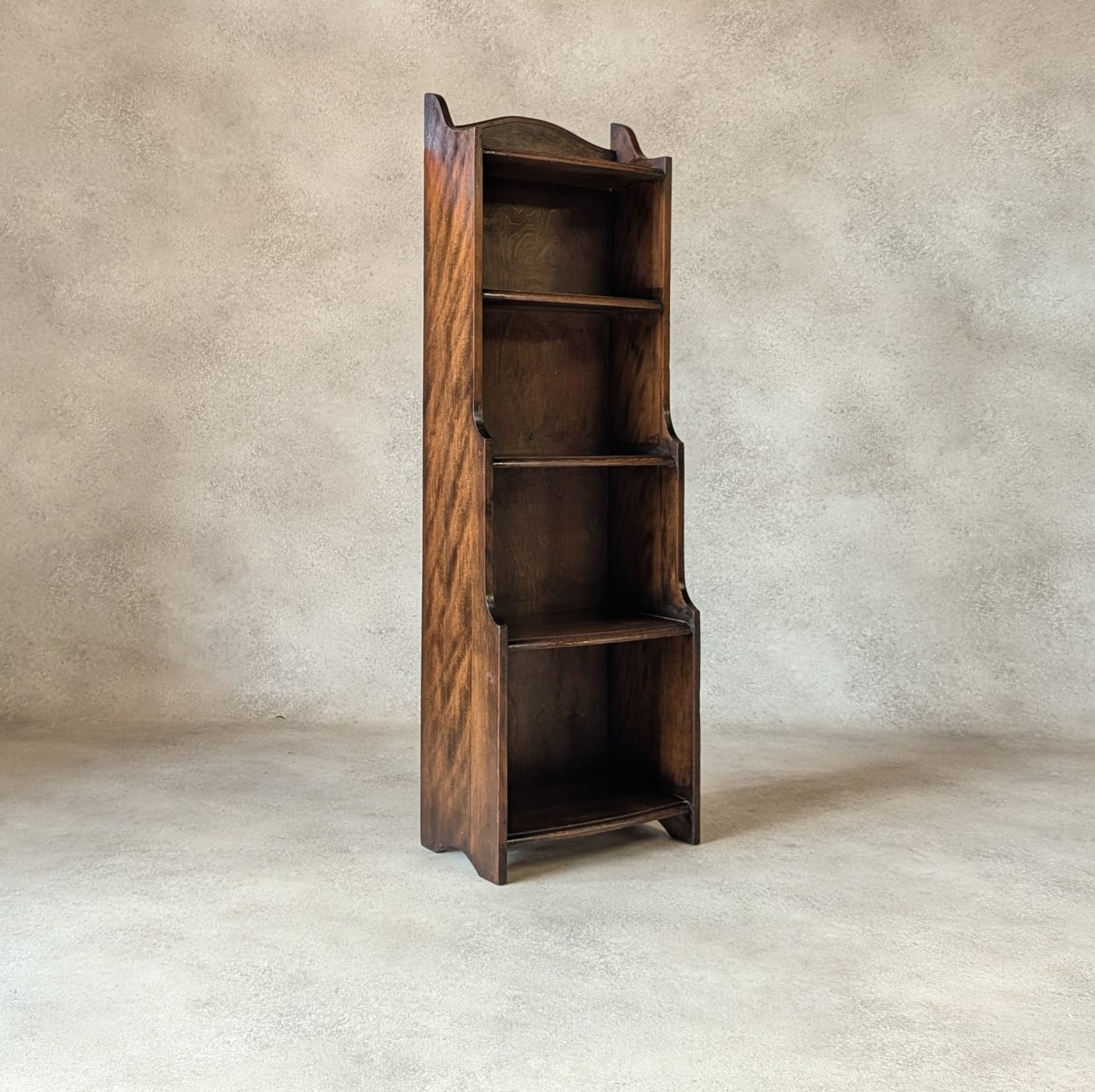 Antique Oak Slim Open Bookcase 1920s