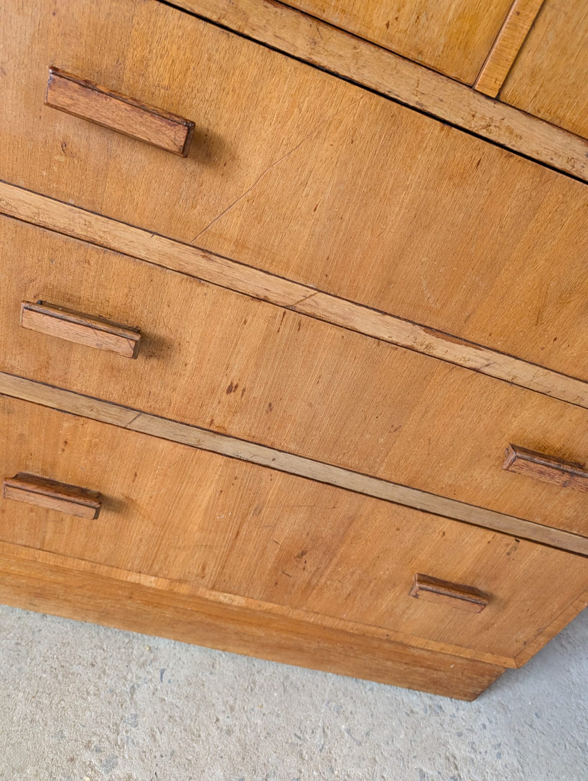Mid Century Oak Tallboy Vintage Linen Cupboard  / Drawers