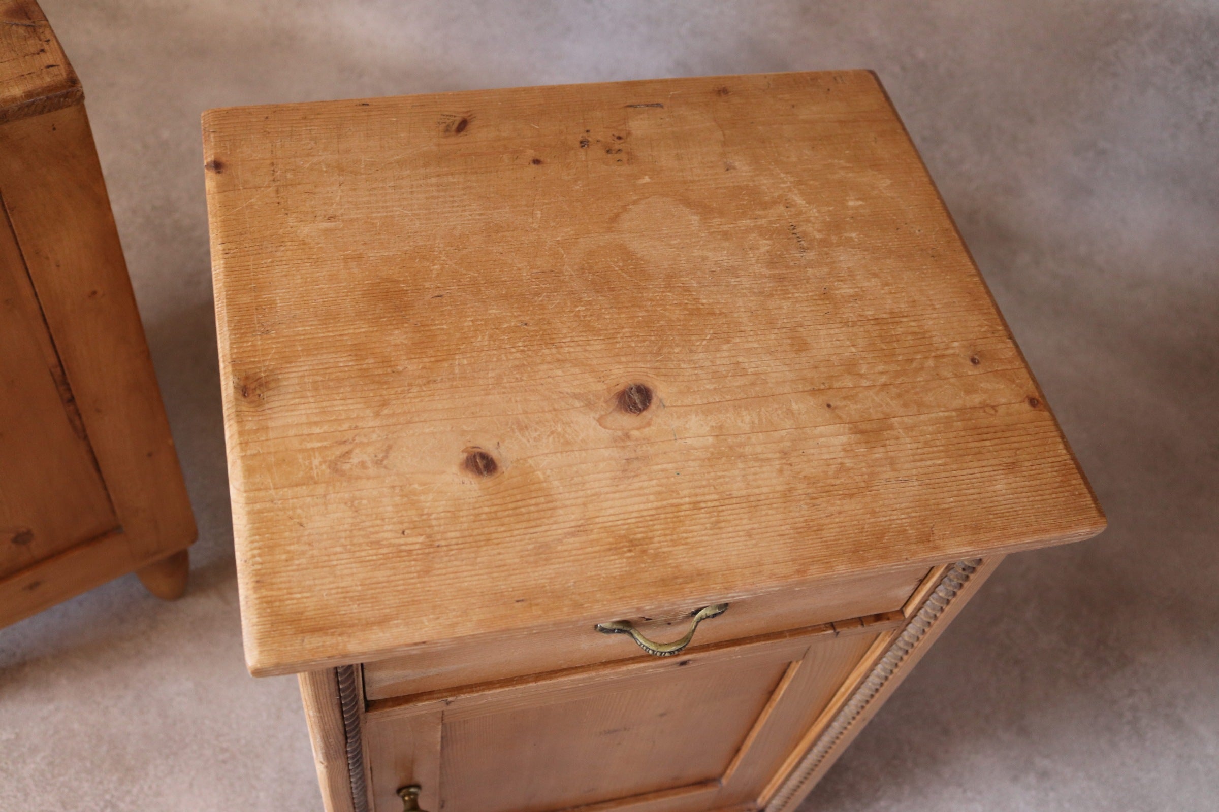 Pair of Vintage Country Pine Bedside Cabinets /Cupboards Farmhouse Nightstands