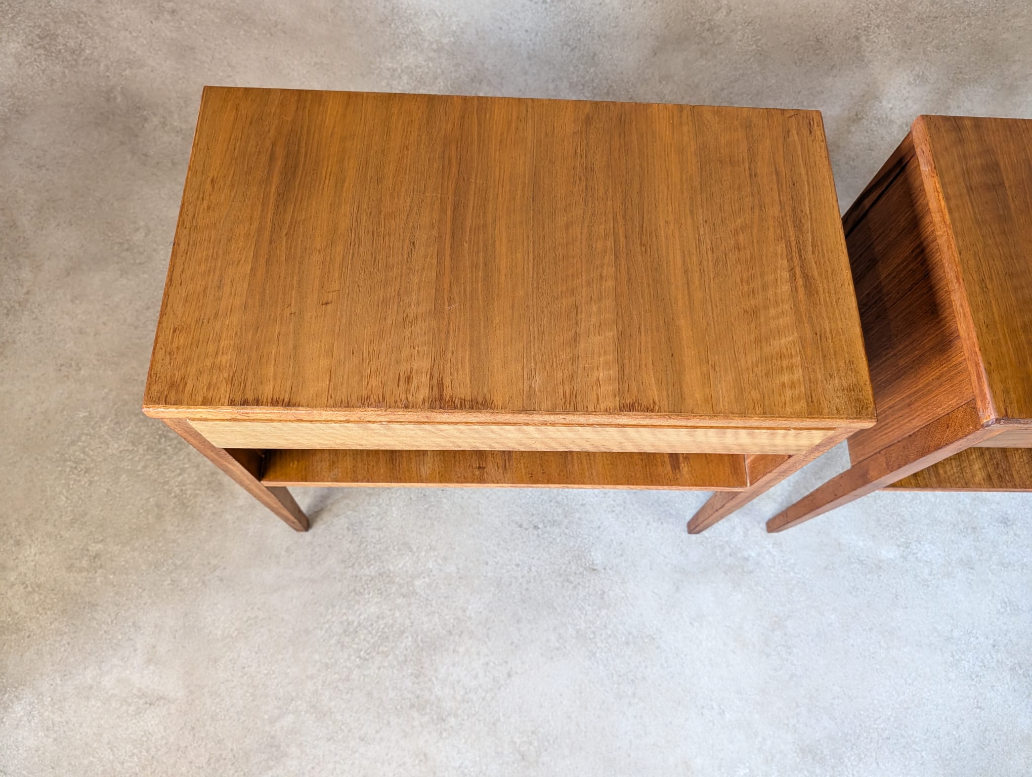 Pair Of Mid Century Alfred Cox Walnut Bedside Tables 1960s