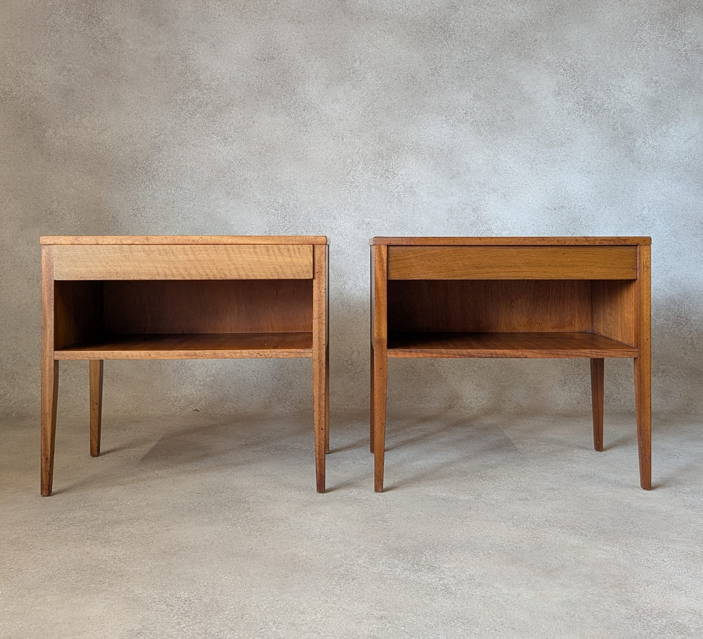 Pair Of Mid Century Alfred Cox Walnut Bedside Tables 1960s