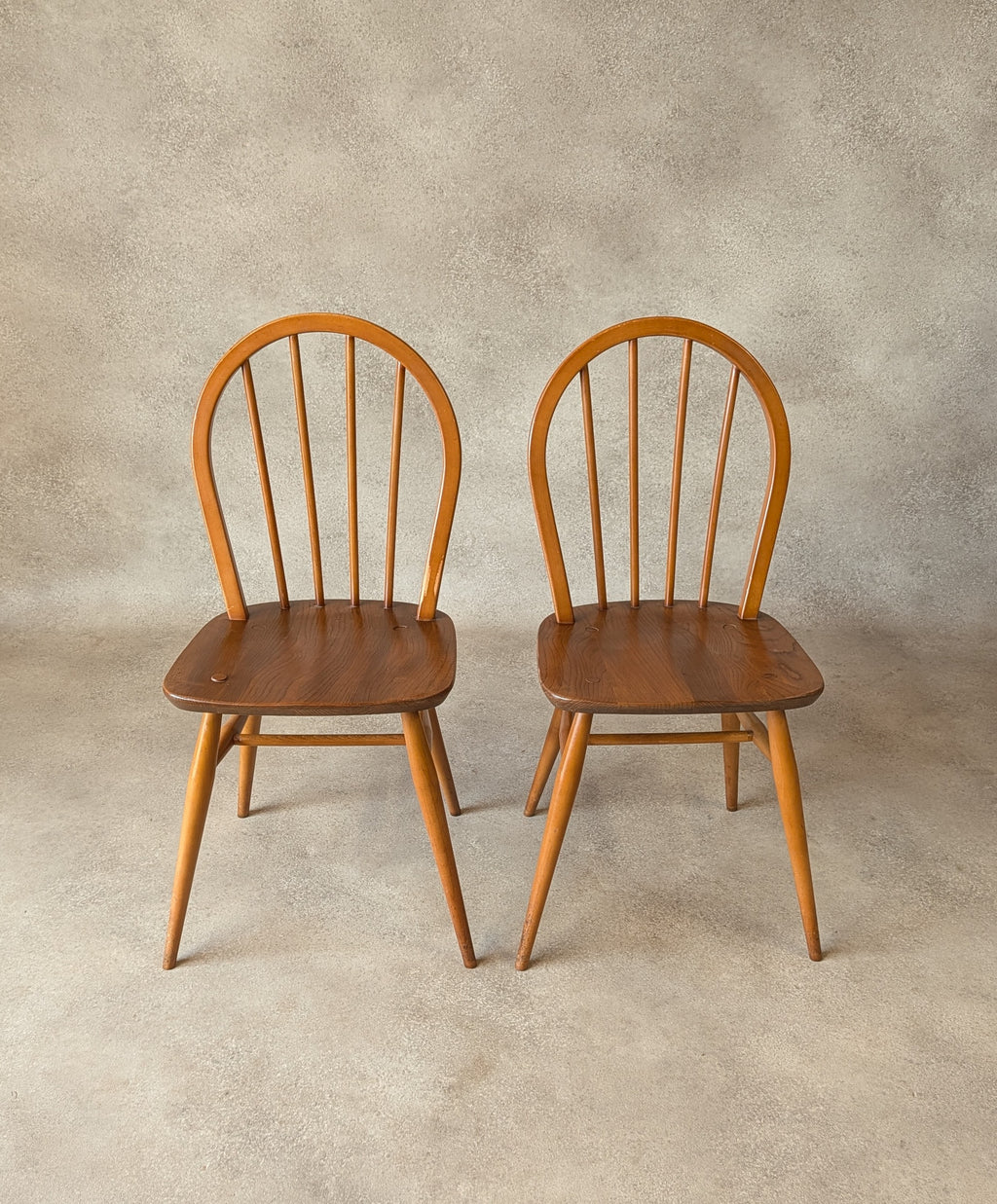 Set Of 4 Mid Century Ercol Hoop Back Dining Chairs -  Blue Label