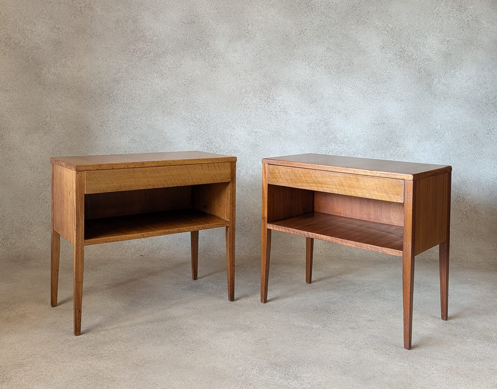 Pair Of Mid Century Alfred Cox Walnut Bedside Tables 1960s