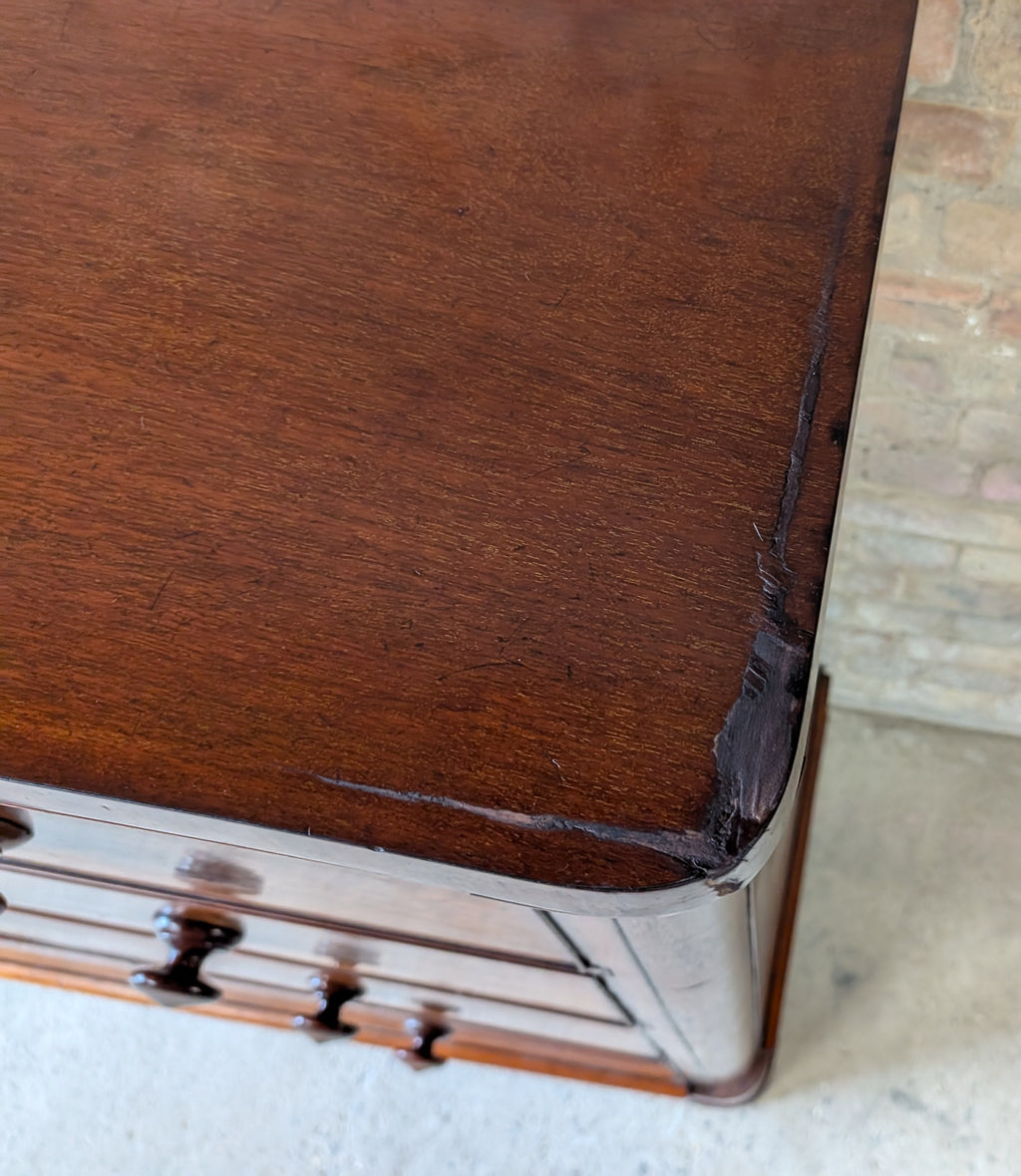 Antique Victorian Flame Mahogany Chest Of Drawers Large 2 Over 3 Tallboy C.1880