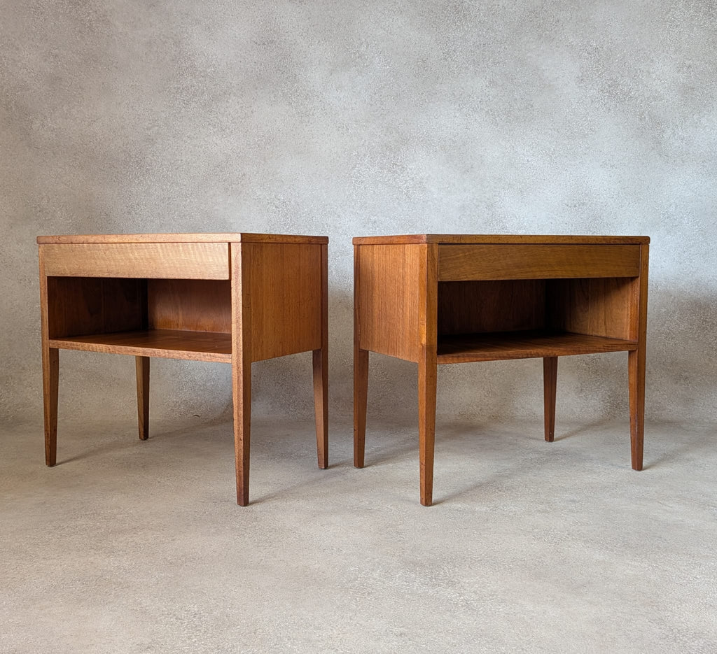 Pair Of Mid Century Alfred Cox Walnut Bedside Tables 1960s