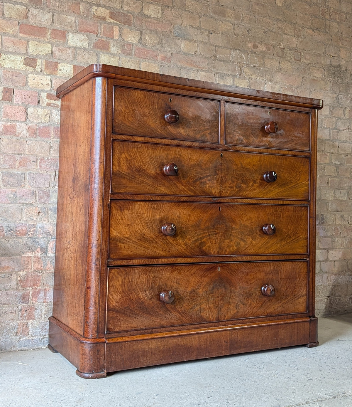 Antique Victorian Flame Mahogany Chest Of Drawers Large 2 Over 3 Tallboy C.1880