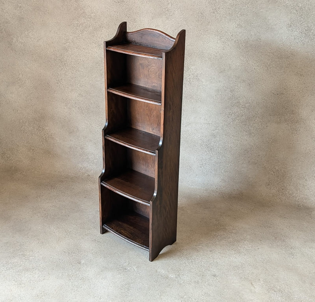 Antique Oak Slim Open Bookcase 1920s