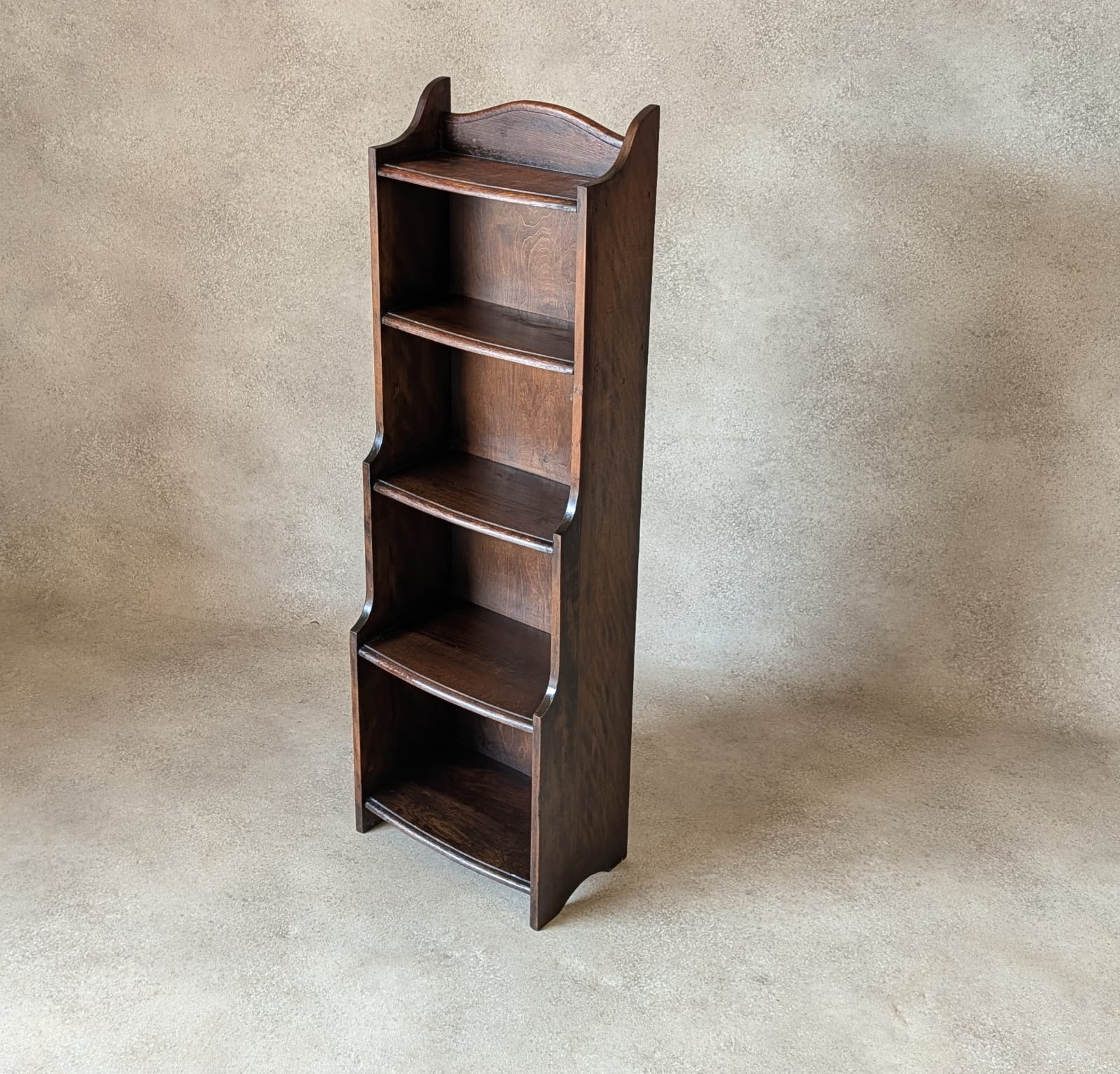 Antique Oak Slim Open Bookcase 1920s