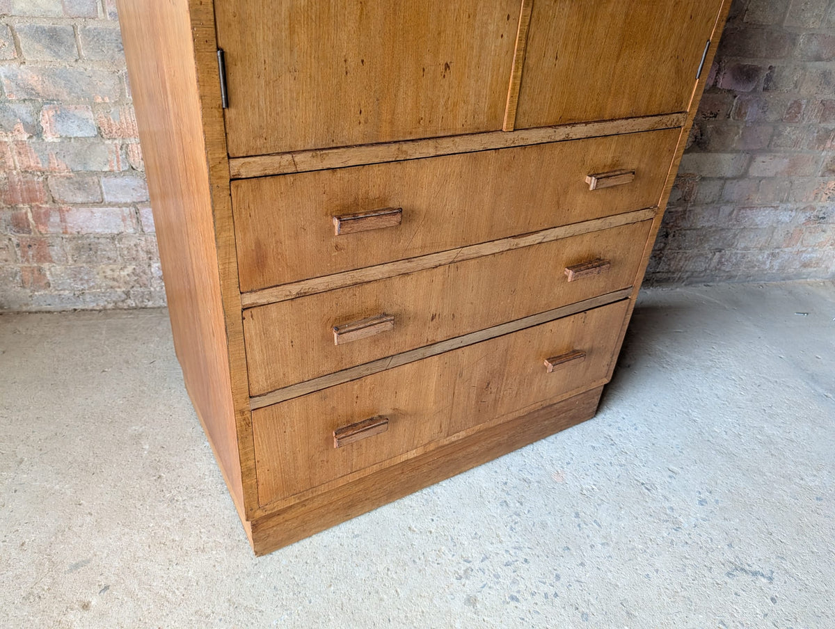 Mid Century Oak Tallboy Vintage Linen Cupboard  / Drawers