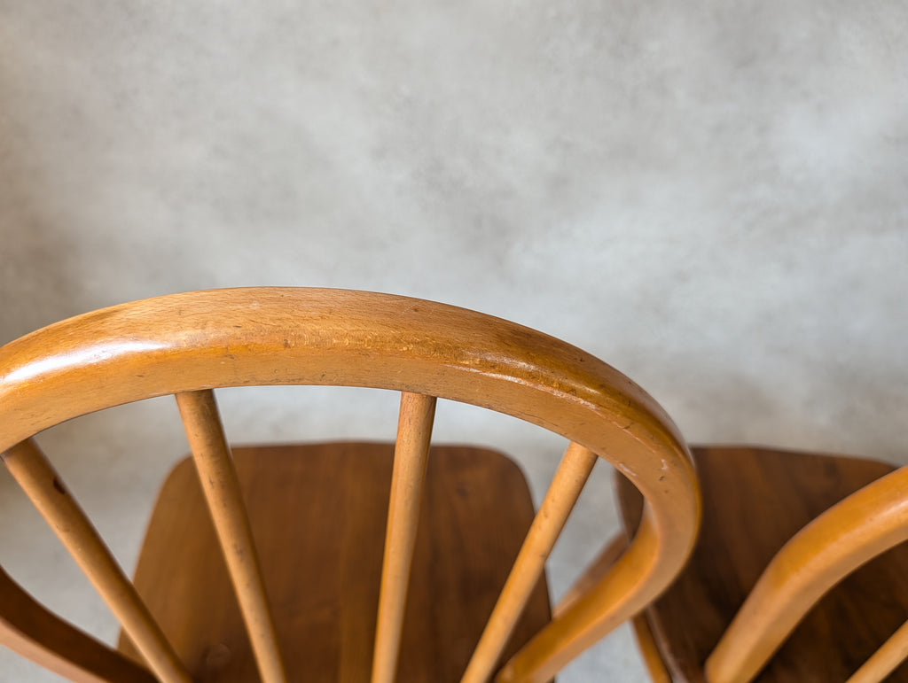Set Of 4 Mid Century Ercol Hoop Back Dining Chairs -  Blue Label