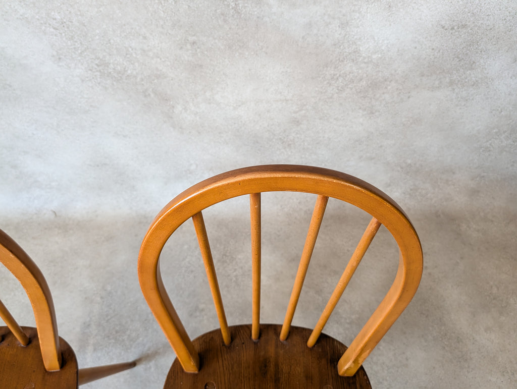 Set Of 4 Mid Century Ercol Hoop Back Dining Chairs -  Blue Label