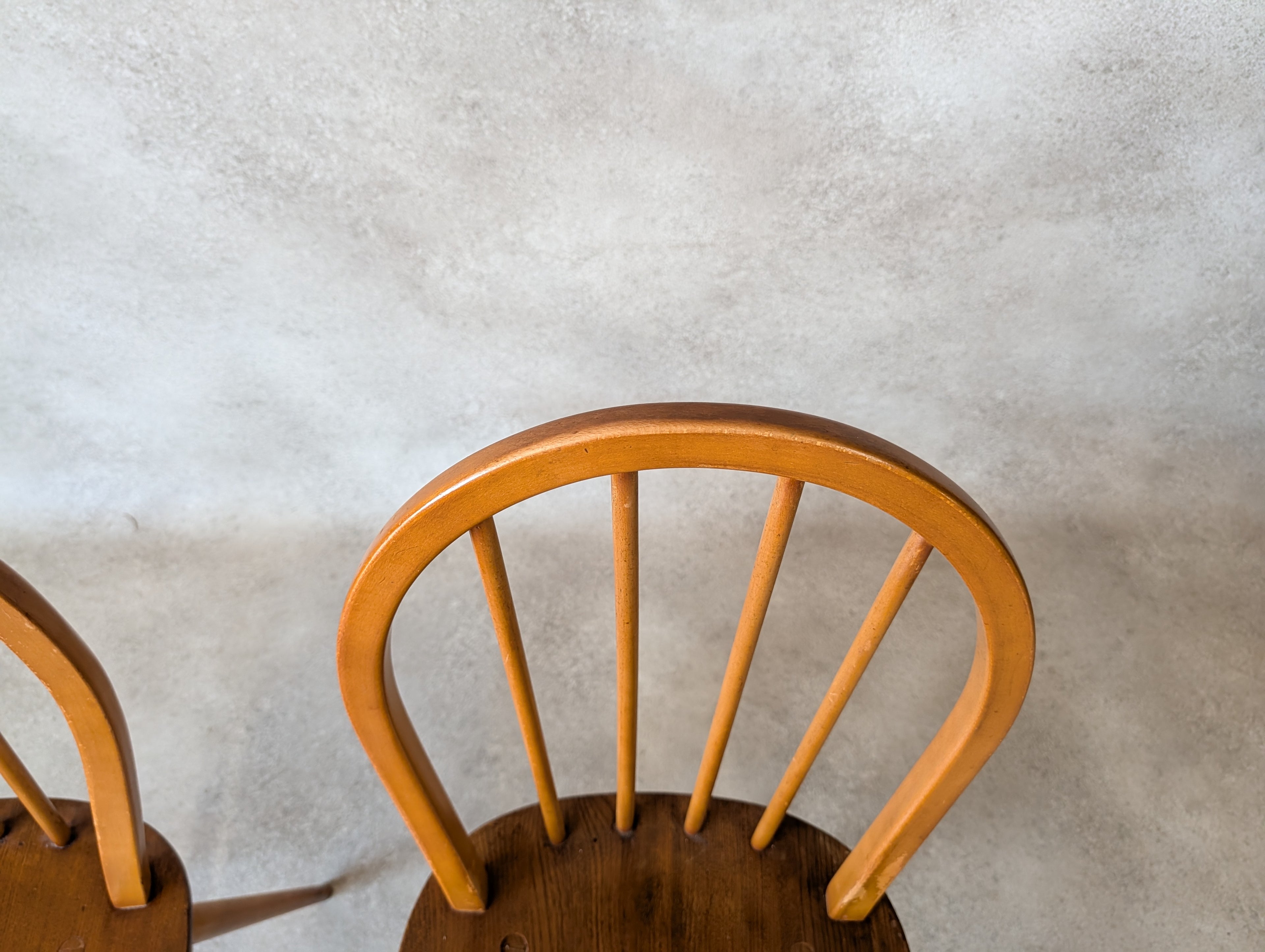 Set Of 4 Mid Century Ercol Hoop Back Dining Chairs -  Blue Label