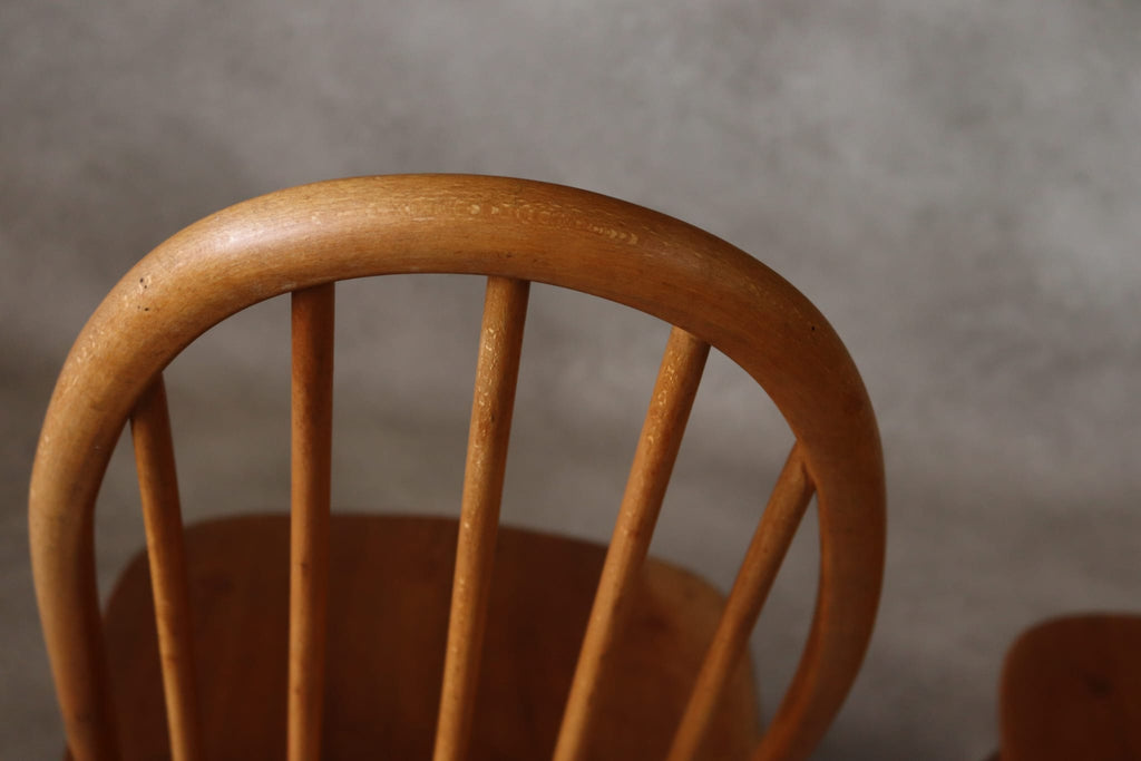 Pair Of Mid Century Ercol Elm & Beech Quaker Dining Chairs