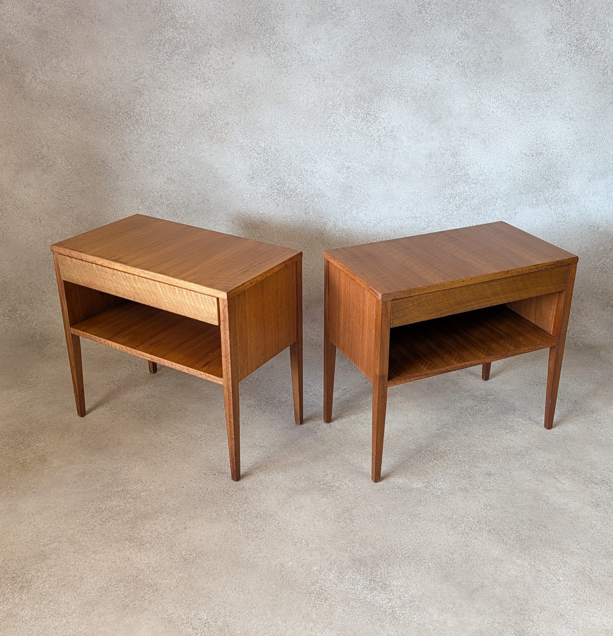 Pair Of Mid Century Alfred Cox Walnut Bedside Tables 1960s
