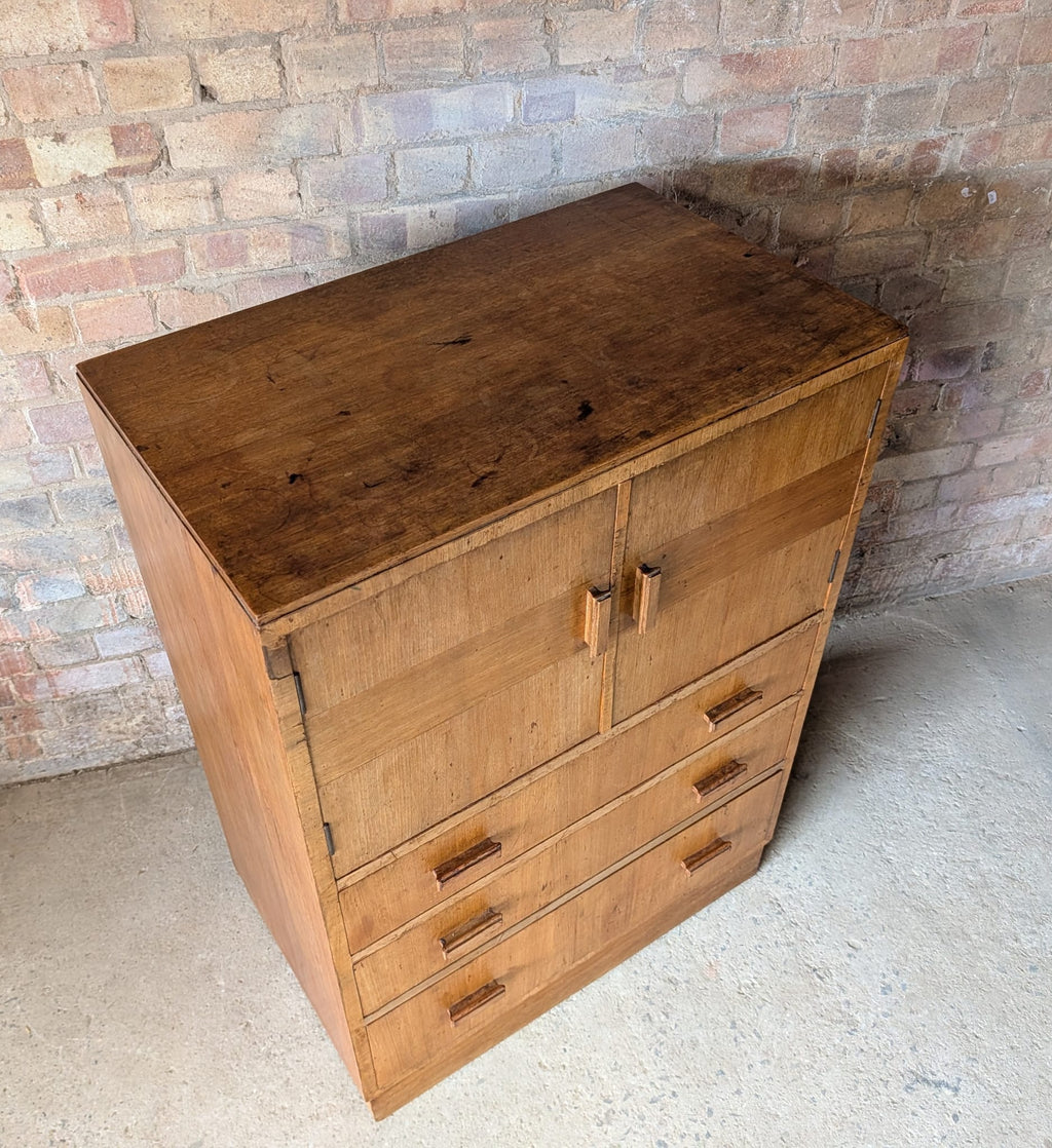 Mid Century Oak Tallboy Vintage Linen Cupboard  / Drawers