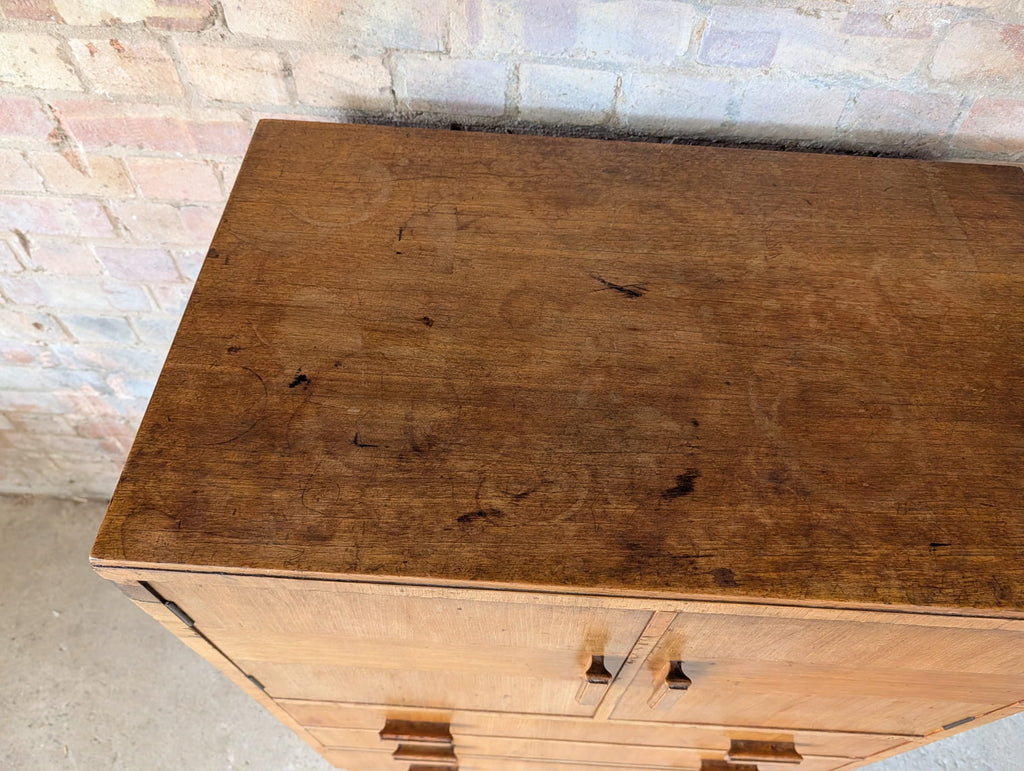 Mid Century Oak Tallboy Vintage Linen Cupboard  / Drawers