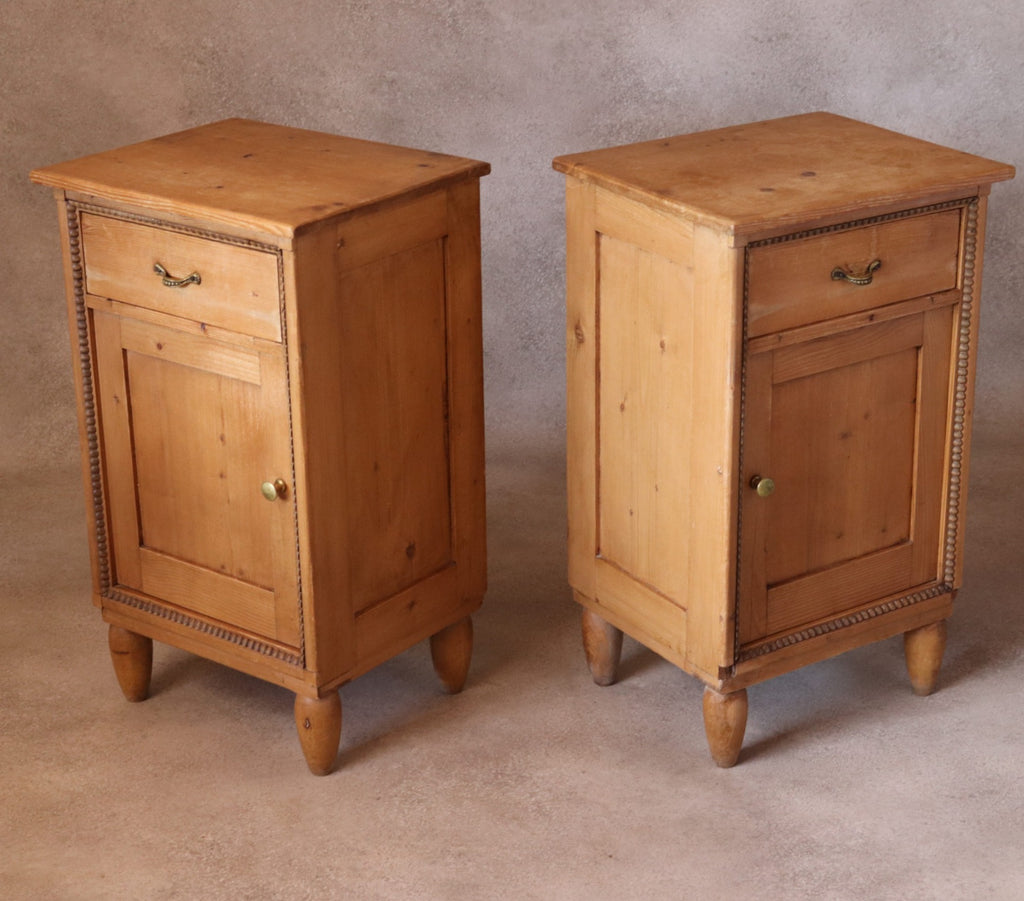 Pair of Vintage Country Pine Bedside Cabinets /Cupboards Farmhouse Nightstands