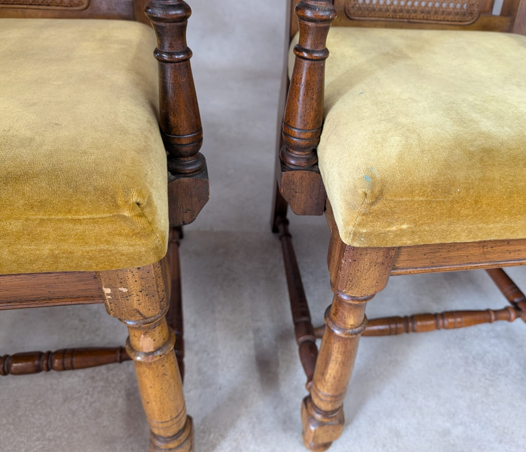 Pair of Vintage William & Mary Style High Back Armchairs / Carver Chairs