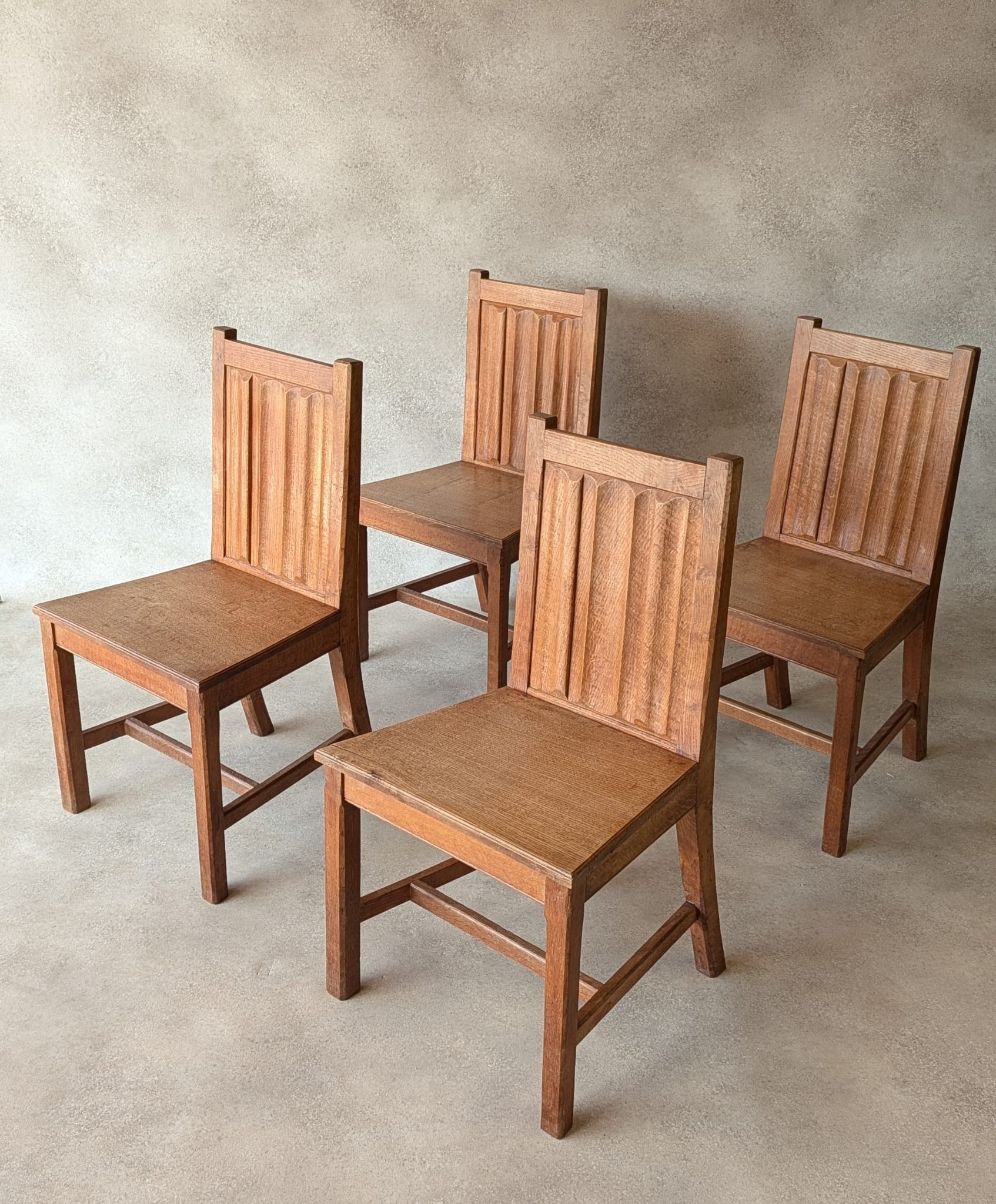 Set of 4 Antique Oak Dining Chairs | 1920s Arts & Crafts - Heal's Style