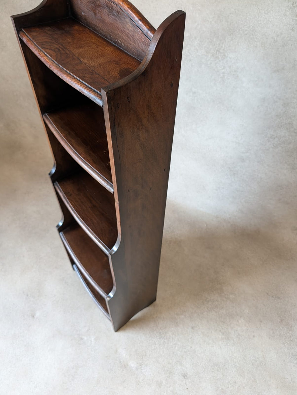 Antique Oak Slim Open Bookcase 1920s