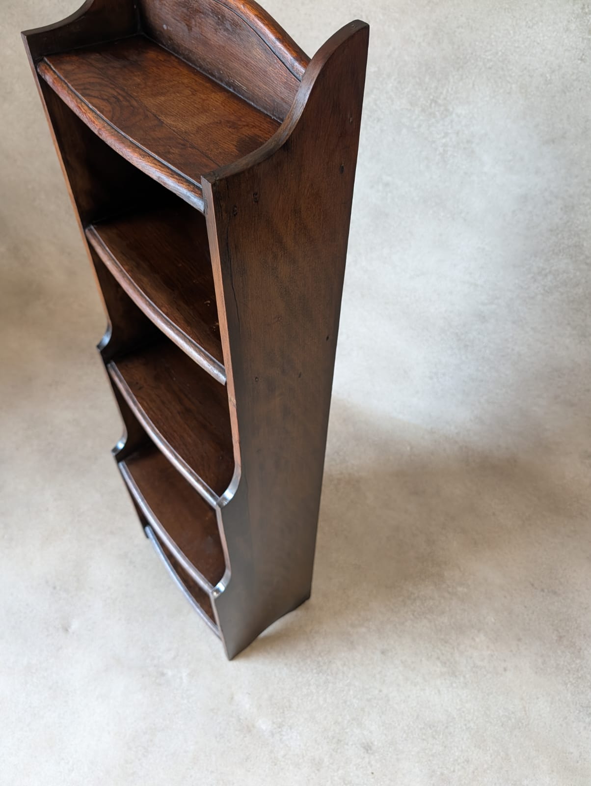 Antique Oak Slim Open Bookcase 1920s