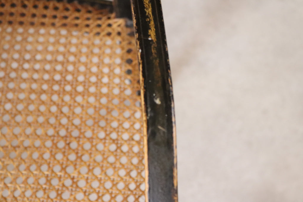 Antique Regency Ebonised parcel-Gilt Painted Elbow Chair Cane Seat Armchair
