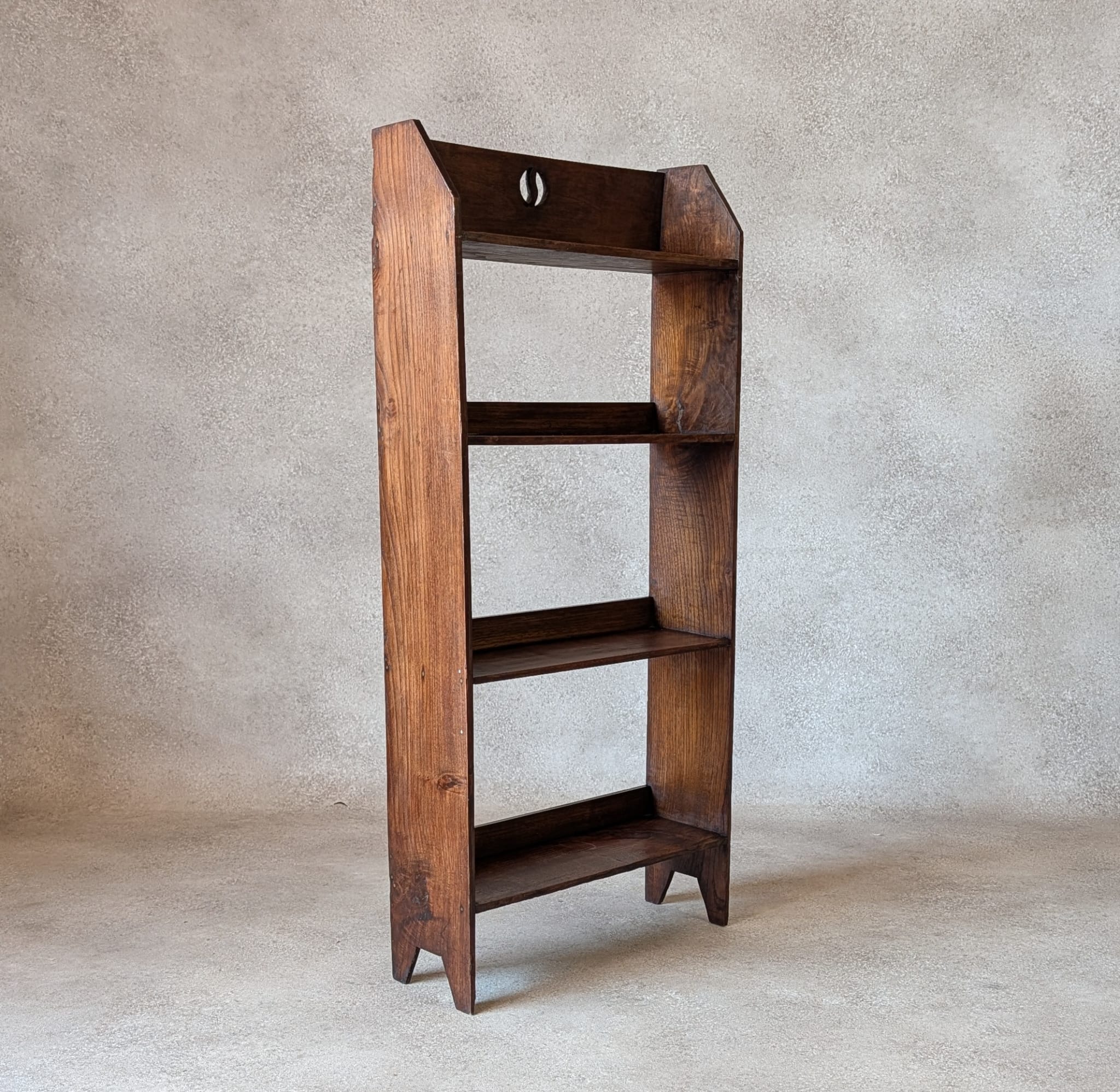 Antique Oak Arts & Crafts Bookcase Narrow Open Bookshelf