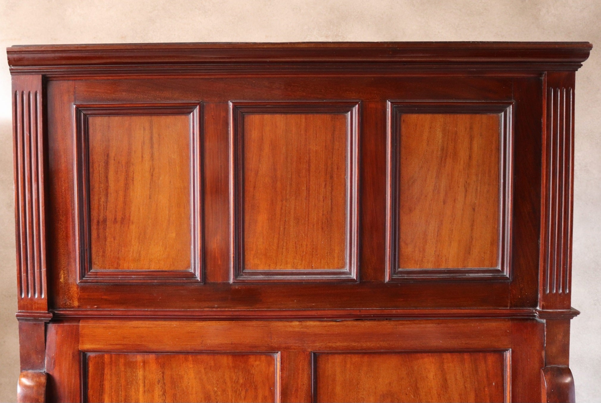 Antique Victorian Mahogany Hall Settle Bench with Panelled High Back c.1890