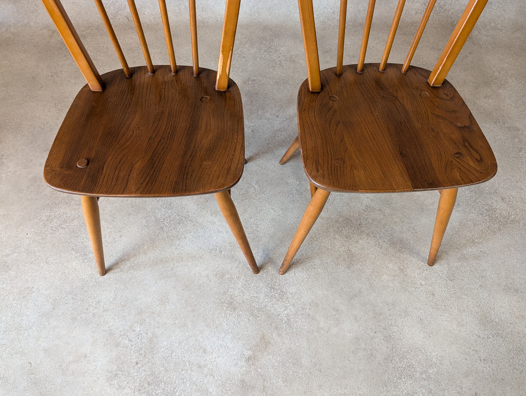 Set Of 4 Mid Century Ercol Hoop Back Dining Chairs -  Blue Label