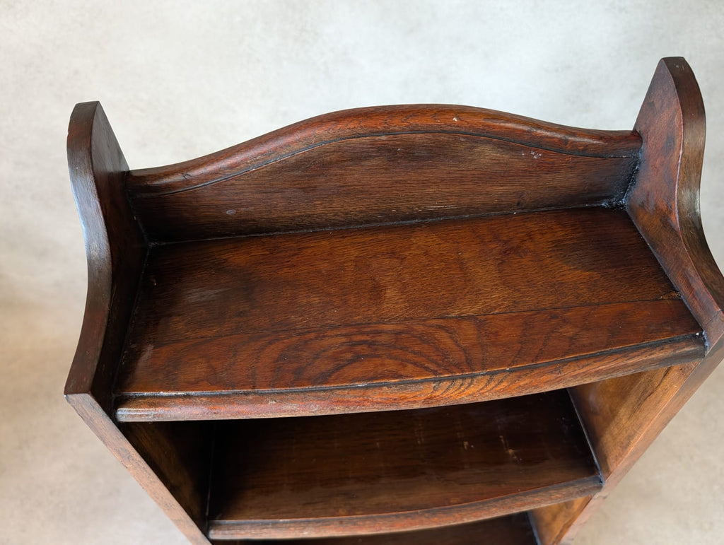 Antique Oak Slim Open Bookcase 1920s