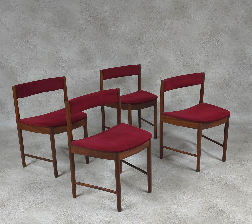 Set of 4 A H McIntosh Mid Century Teak Dining chairs