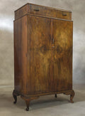 Vintage Art Deco Burr Walnut Compactum Tallboy 1930s Linen Cabinet
