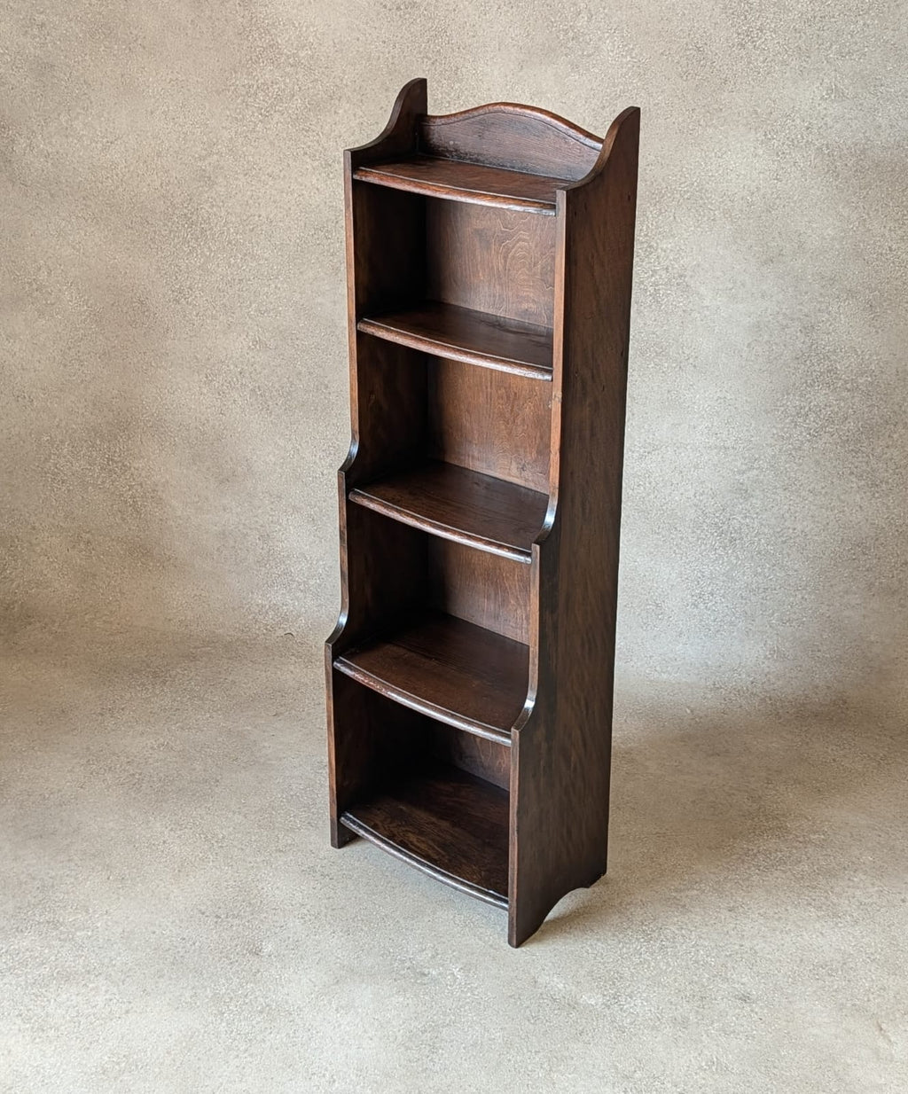 Antique Oak Slim Open Bookcase 1920s