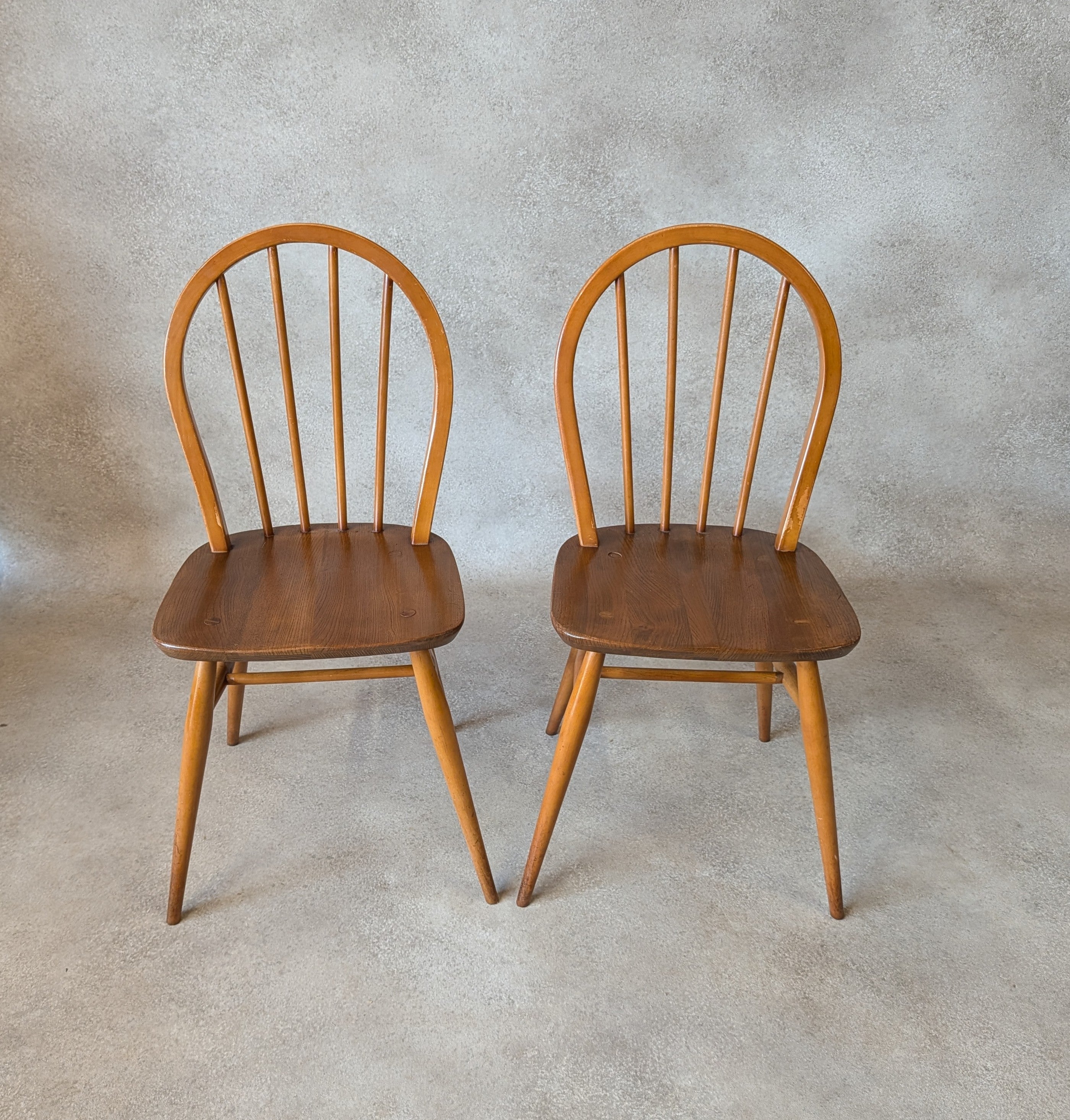 Set Of 4 Mid Century Ercol Hoop Back Dining Chairs -  Blue Label