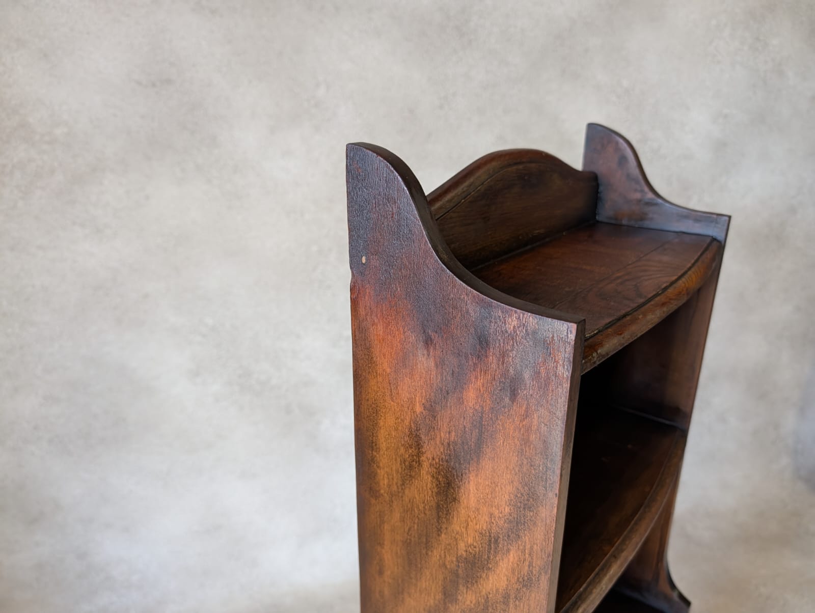 Antique Oak Slim Open Bookcase 1920s