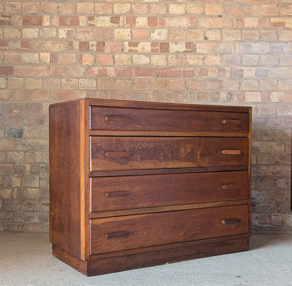 Mid Century Oak Utility Chest Of Drawers Vintage 3 Drawer Chest