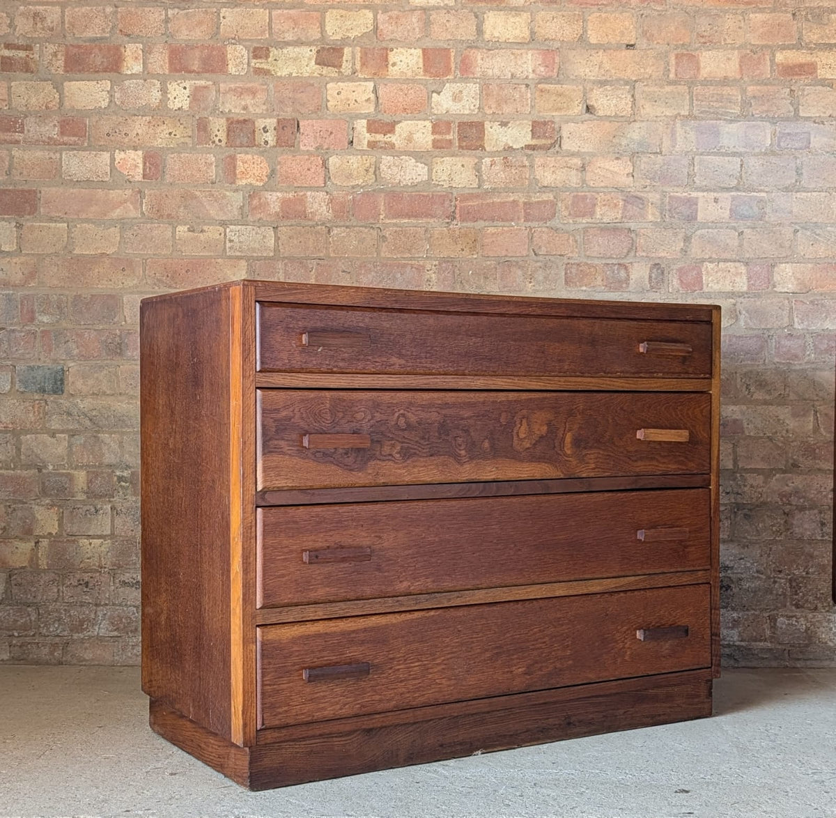 Mid Century Oak Utility Chest Of Drawers Vintage 3 Drawer Chest