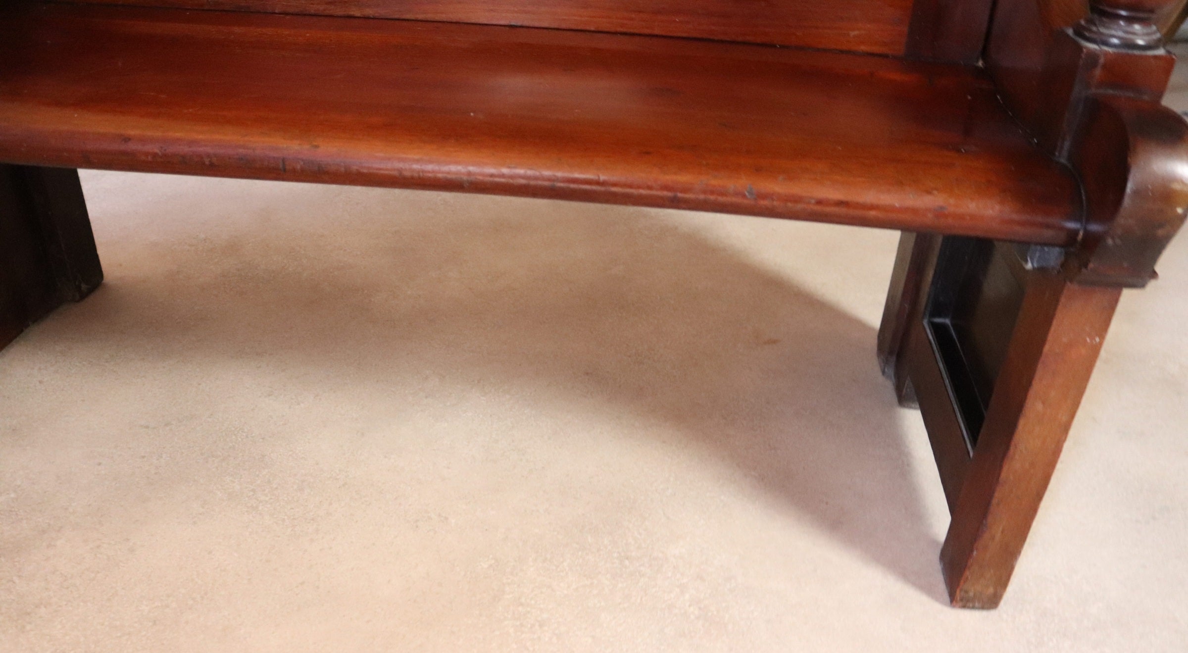 Antique Victorian Mahogany Hall Settle Bench with Panelled High Back c.1890