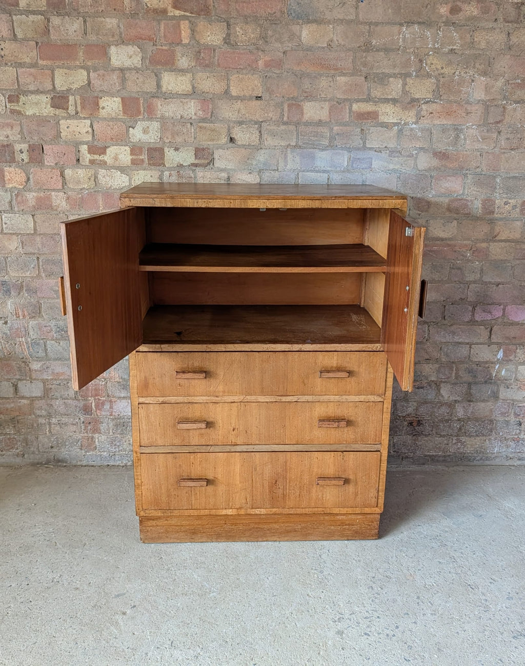 Mid Century Oak Tallboy Vintage Linen Cupboard  / Drawers