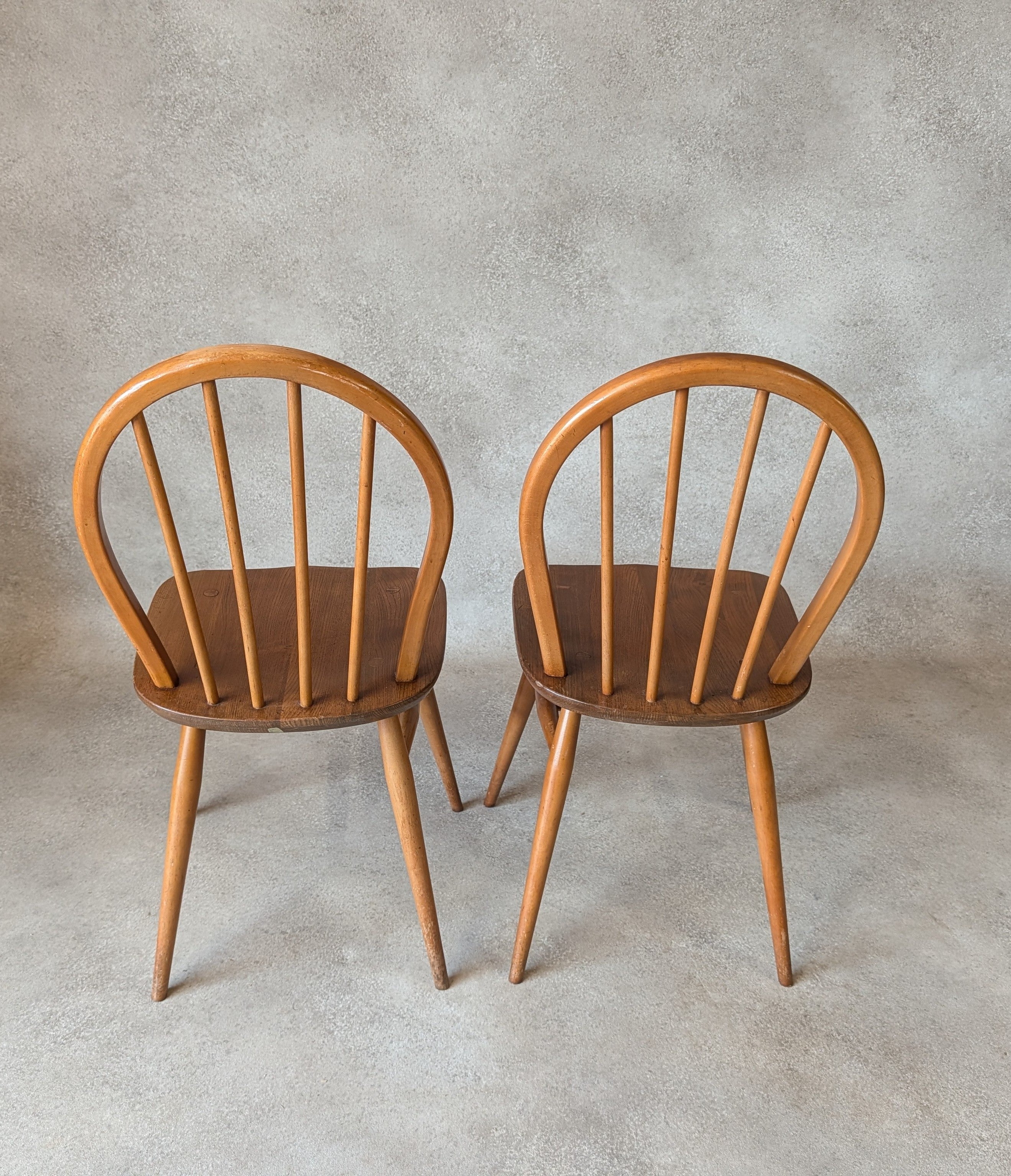 Set Of 4 Mid Century Ercol Hoop Back Dining Chairs -  Blue Label