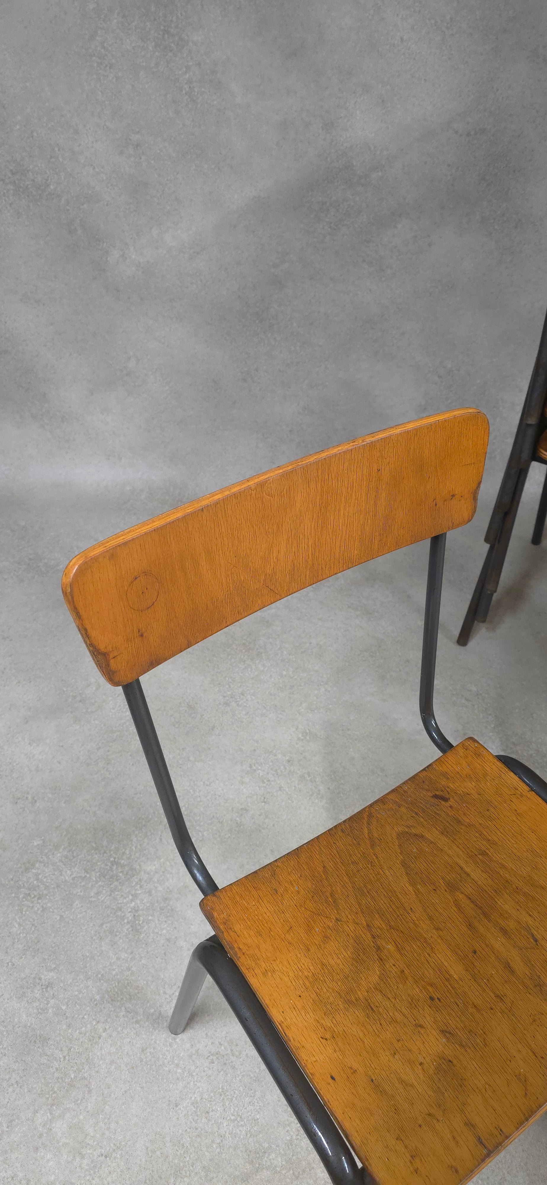 Vintage Industrial Stacking Chairs - Steel Style Furniture - Plywood & Steel