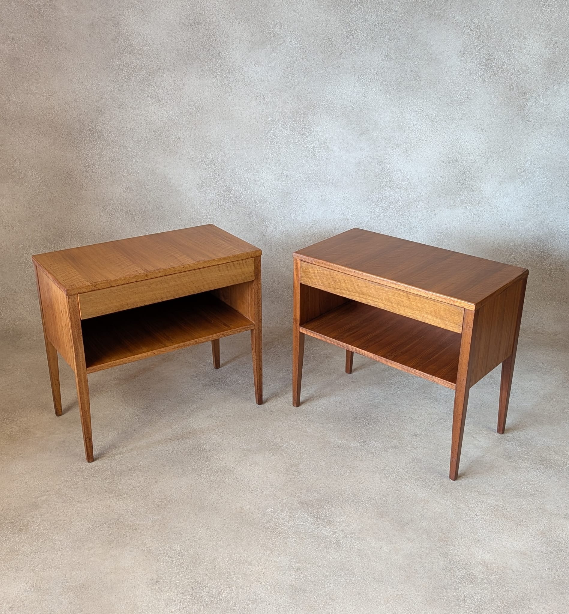 Pair Of Mid Century Alfred Cox Walnut Bedside Tables 1960s