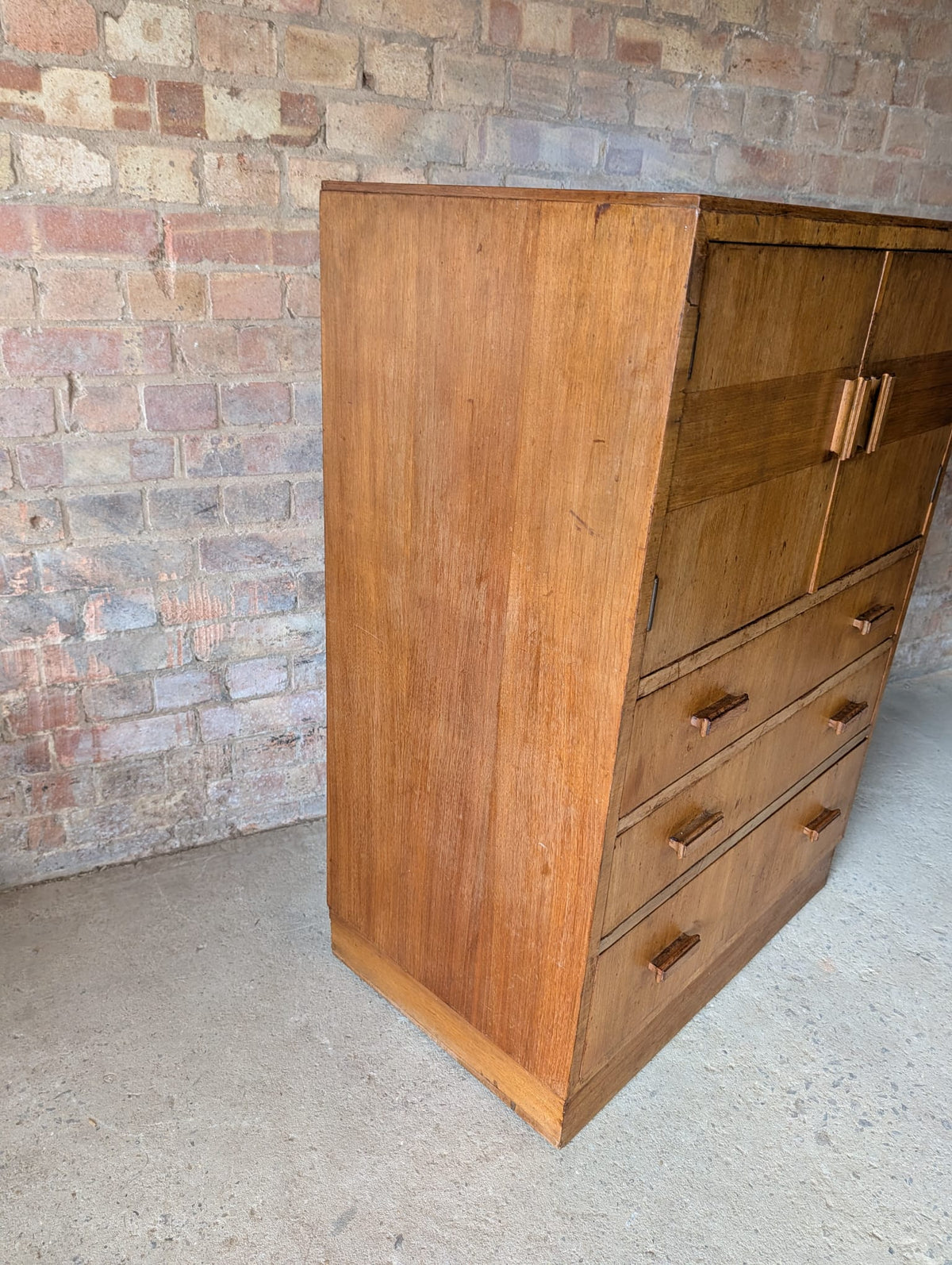 Mid Century Oak Tallboy Vintage Linen Cupboard  / Drawers
